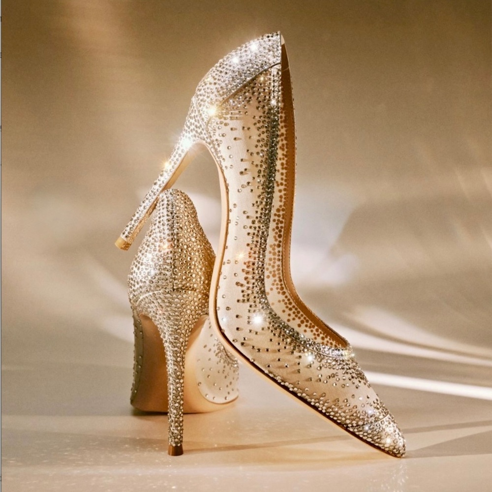 Gianvito Rossi 4500 Crystal Embellished organza silk Rania Pumps/Heels105 US9